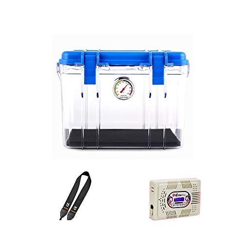 Luftentfeuchter, stoßfest, trockene Aufbewahrungsbox mit Hygrometer – Tasche für digitale Geräte, GoPro Kamera, Objektiv, Zubehör, transparentes
