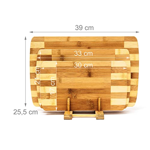 Planches à découper en bambou naturel Relaxdays avec support de rangement - 6