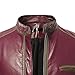 QOAAIE Men's Fashion Zip Up Stand Collar Leather Jackets Vintage Lightweight Punk Coat Casual Motorcycle Biker PU Jacket (Wine Red B1,Large)