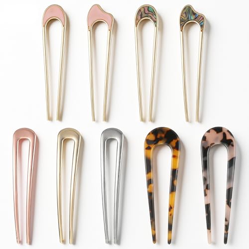YBEATY 9 Pcs French Hair Pins French Twist Hair Pins Elegant Durable U Shaped HairPin Metal U Vintage Fork for Buns Women Secure Hold Hairstyle Accessories Updos Chignon Bun
