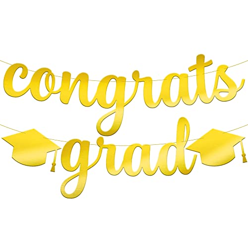 Image of KatchOn, Shiny Congrats Grad Banner - 10 Feet, No DIY | Graduation Banner for Congratulations Graduate 2026 | Gold Graduation Decorations | Congratulations Banner, Graduation Party Decorations 2026