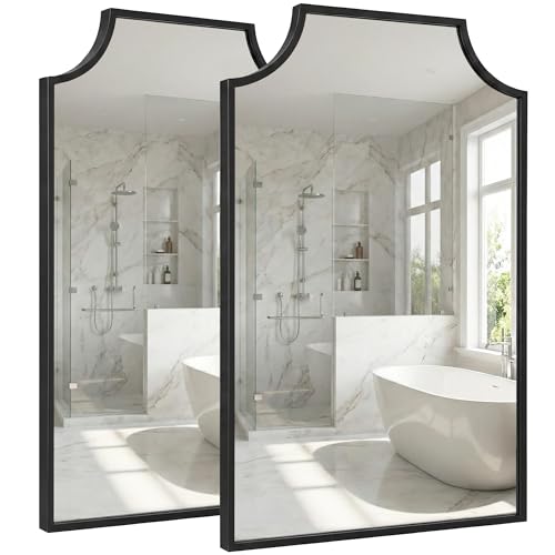 Pocetry 2-Pack Matte Black Mirrors for Bathroom Sink, 24"x36" Bathroom