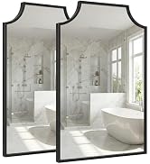 Pocetry 2-Pack Matte Black Mirrors for Bathroom Sink, 24"x36" Bathroom Vanity Mirrors for Over Si...