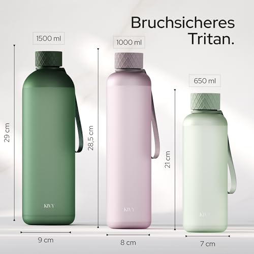 KIVY Trinkflasche 1l - Kohlensäure geeignet & Auslaufsicher - Für Sport, Schule & Büro - Sport Trinkflasche Gym - Wasserflasche Sprudel geeignet - Sportflasche 1 Liter - Spülmaschinenfest