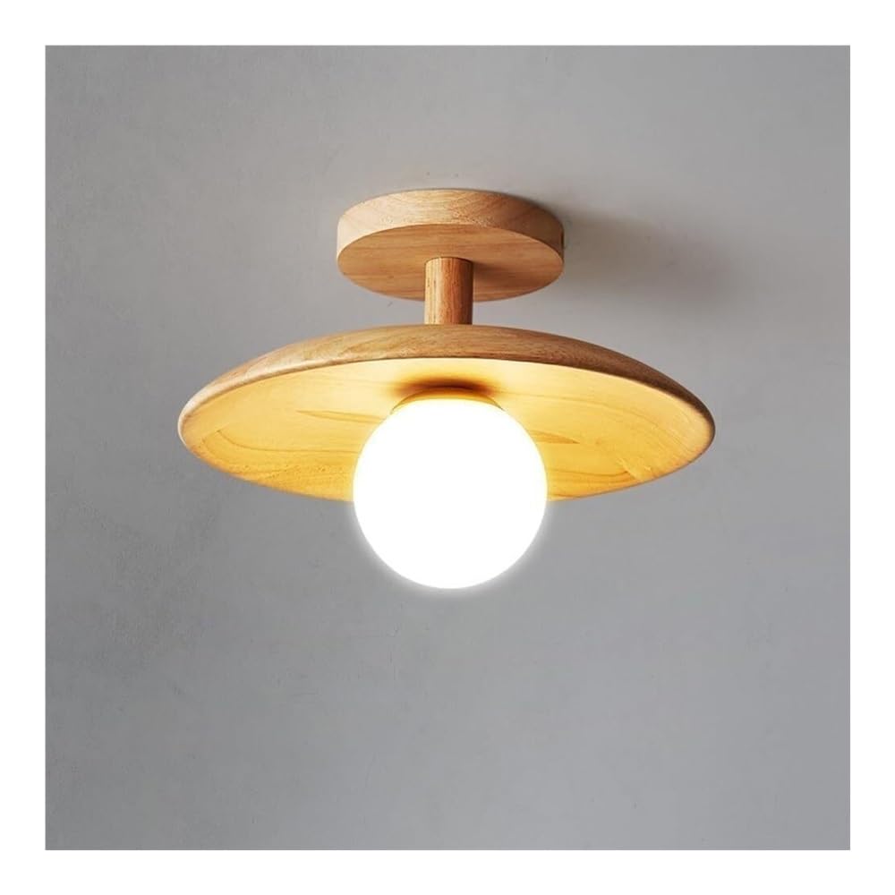 Plafonnier encastré bois 28 cm luminaire verre intérieur entrée couloir chambre