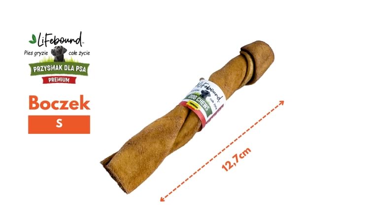 Gedrehter Kauknochen für Hunde – Natürlicher Kausnack zur Zahnpflege – Beschäftigung & Genuss – Für kleine bis große Hunde – Langanhaltend & fettarm (kurz/12,7cm, Bacon)
