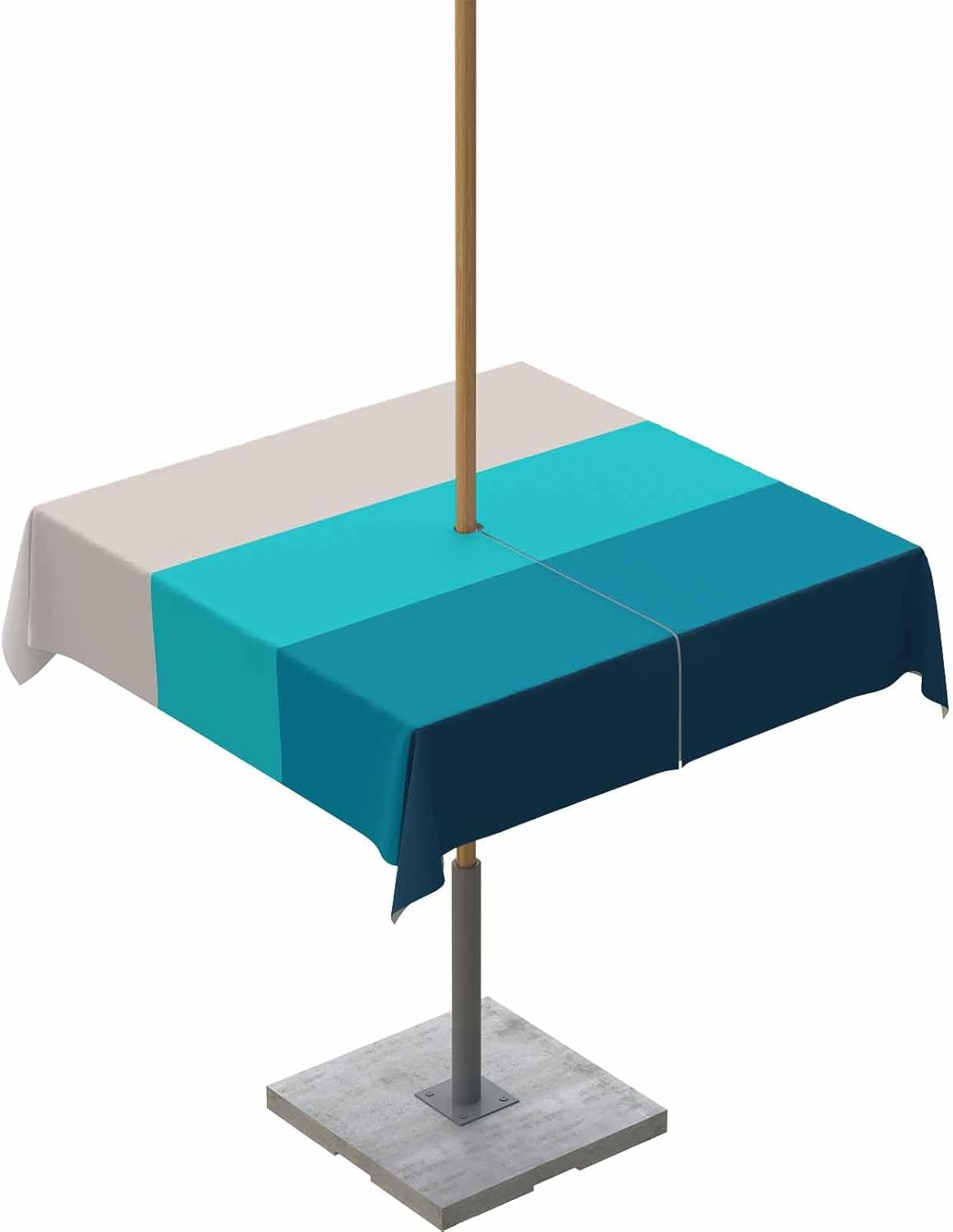 Outdoor Tablecloth with Umbrella Hole and Zipper Ombre Teal Blue Stripes Square