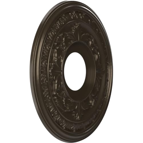Image of Ekena Millwork 13 inchOD x 3 1 /2 inchID x 3 /4 inchP Baltimore Thermoformed PVC Ceiling Medallion (Fits Canopies up to 5 1 /4 inch), Metallic Dark Bronze
