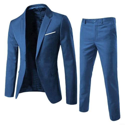 Oniissy Traje de 2 piezas para hombre, chaqueta de esmoquin, chaqueta de esmoquin, abrigo y pantalones, traje formal de fiesta, chaqueta elegante y pantalones ajustados, hecho a mano de una mezcla de