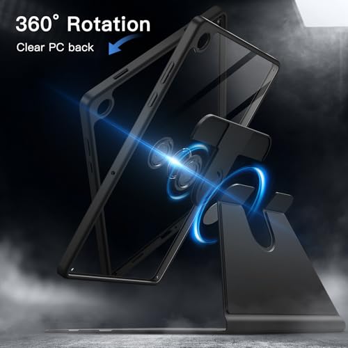 Image of JETech 360 Rotating Case for Samsung Galaxy Tab A11 Plus, Black | Multi-Angle Stand Cover, Clear Back Design, Auto Wake /Sleep, Full Protection