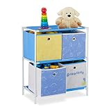 Infantil: las cajas de color azul y amarillo han sido decoradas con dinosaurios divertidos
