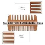 Pearwood Beard Comb, Wooden Beard Comb for Men with Leather Case, Dual-Sided Teeth for Beard Grooming - Image 3