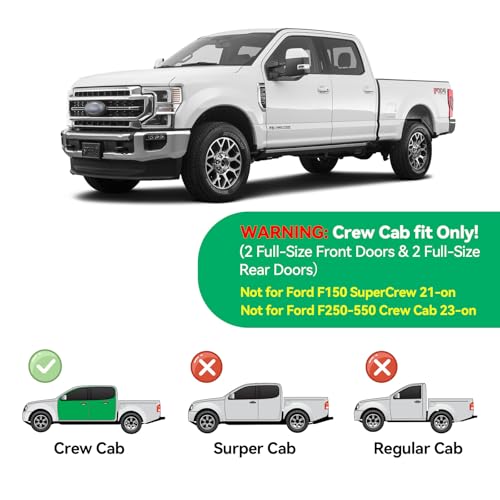 Image of in-Channel Rain Guards for 2017-2026 F250 F350 F450 F550 Super Duty Crew Cab, Window Visor Shields Vent Deflector Shade Wind Dark Smoke 2018 2019 2020 2021, Tape-On Inside-Mount, 4PCS