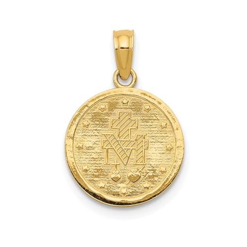 10k Real Solid Yellow Gold Miraculous Mary Charm Pendant, 13mm3