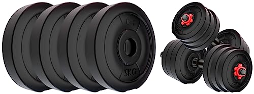 Image of Kore PVC DM 4-40 Kg (Black /Black-Red /3 IN 1 Convertible) Dumbbells Set and Fitness Kit for Men and Women Whole Body Workout