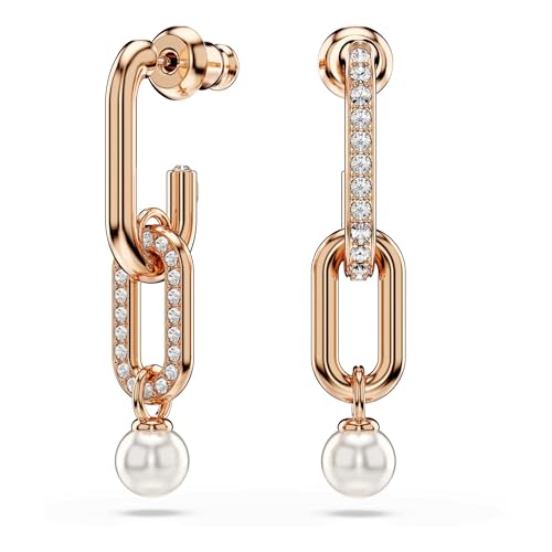 Constella ドロップピアス クリスタル・パール, ラウンドカット, ホワイト, ローズゴールドトーン・プレーティングの商品画像