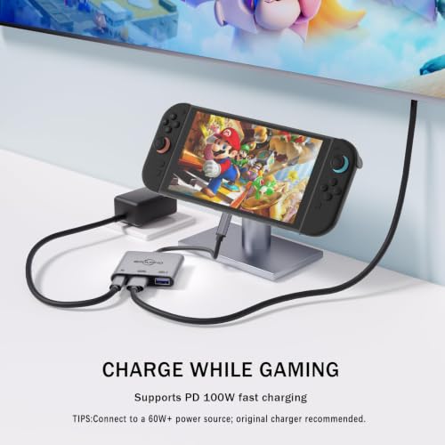 Image of Switch Dock 4K@60Hz TV Adapter Portable TV Docking usbc to hdmi Station for Switch 1 / OLED /Steam Deck /3 in 1 100W PD / USB3.0 / HDMI2.0 Type c Hub