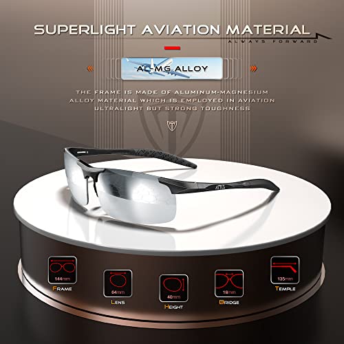 ATTCL Bundle gifts for men Fashion Driving Polarized Sunglasses for Men Al-Mg Metal Frame Ultra Light:(8177-Black-Silver)+(8177-black-gray)4