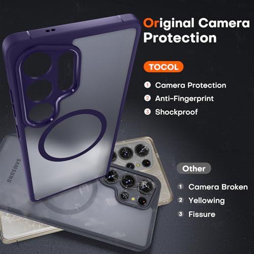 Image of TOCOL Magnetic for Samsung Galaxy S25 Ultra Case, Upgraded Full Camera Protection, Compatible with Magsafe, Drop Protection Back Cover for Samsung Galaxy S25 Ultra 6.9-Inch (Midnight Purple)