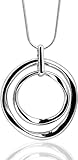 Jiulory Classic Elegant and Simple Circle Necklace, Long Sweater Chain Double Circle Pendant, Statement Necklace With Gold Pendant