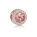 Pink Radient Crystal Rose Gold Plated 925 Sterling Sliver Crystal Pave Charm