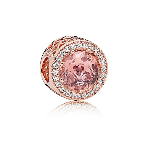Pink Radient Crystal Rose Gold Plated 925 Sterling Sliver Crystal Pave Charm