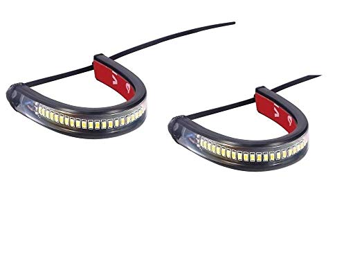 Sdautous Dual-Color White & Amber Motorcycle LED Fork Turn Signal DRL Daytime Running Light Flexible Switchback Waterproof Adjustable Stips Bars kit Universal Fit Motorbike,2Pcs