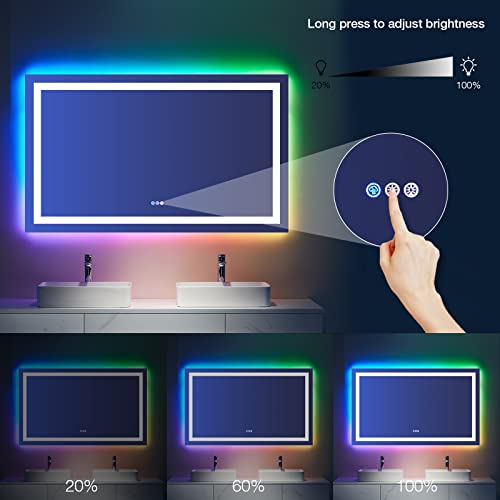 LOAAO 32”X36“ RGB LED Bathroom Mirror with Lights, Large, Anti-Fog, Dimmable Smart Lighted Bathroom Vanity Mirror, Multiple Light Modes, RGB Backlit + Front Light, Memory Function, Tempered Glass by LOAAO - Image 5