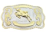 WMG Bull Rider Cowboy Rodeo Western Large Gold Tone Cowboy Riding Bull Unisex Fashion Belt Buckle