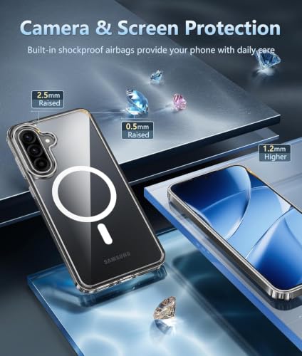 Image of DIZORO Crystal Clear Magnetic Compatible with Samsung A36 Back Cover case with Anti-Yellow ( Compatible with Magsafe ) Anti-Scratch | Shockproof Transparent Cover