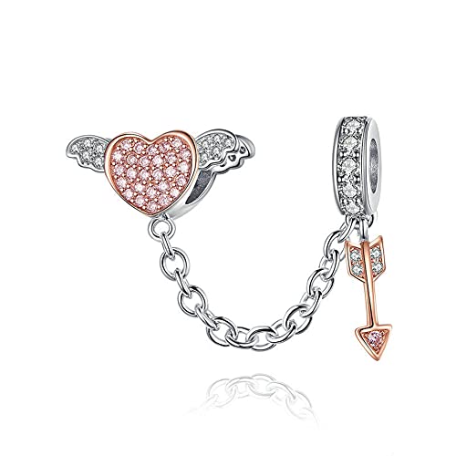 Artcharm Arrow Of Cupid Charm Safety Chain Charm 925 Sterling Silver Stopper Heart Angel Beads Women Diy Jewelry Fit Pandora Charms Bracelet & Necklace ¡­ #TOP9