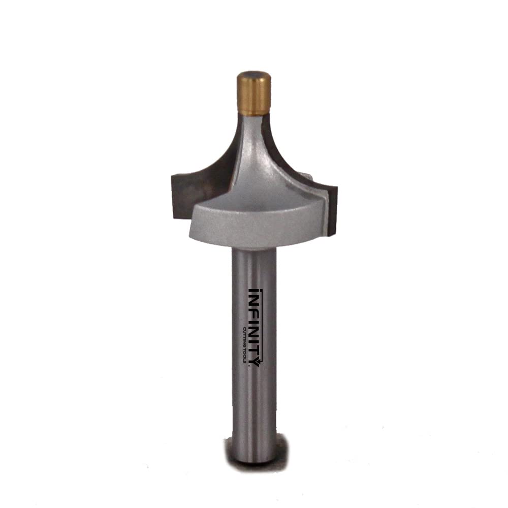 Infinity Cutting Tools 1/4" Shank, Roundover & Beading Router Bit, 11/16" C.D., 1/2" C.H., 1/4" R| Carbide Tip | Heavy-Duty | for Handheld Or Table Mounted Wood Router