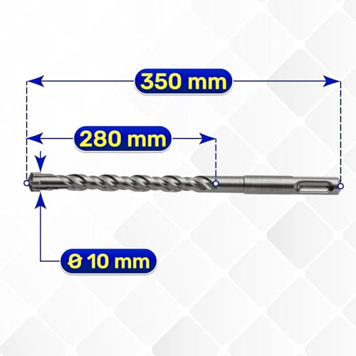 3 Stück SDS Plus Bohrer Set Beton Ø 10 mm x 350 mm aus Stahl und Wolframkarbid - Betonbohrer Kann für Ziegel Mauerdurchbruchbohrer Wandbohrer Stahlbeton Verwendet Werden - MONTERAL