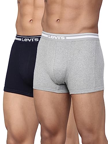 Levi’s Men’s Cotton Style #003 Comfort Regular Fit Solid Trunk (Pack of 2) (#003-TRUNK-LT GMEL/Navy-P2_Light Grey Melange, L)