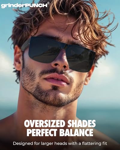 grinderPUNCH Mens Oversized Sunglasses XL Big Head Fit, Extra Wide Frame Sunglasses for Men, Big Heads, XXL Large Wide Shades2