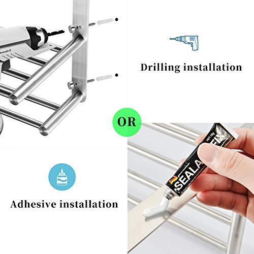 Bathroom Towel Rack 3 Tier With 24-Inch Multilayer Hotel Racks 304 Stainless Steel Towel Bar Shelf Wall-Mounted Brushed Finish Bar Withtowel Shelves,3-Tier Bar Mounted Hotel Racks #TOP2