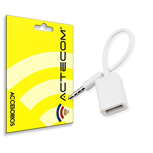 actecom Cable Audio De Jack A USB Hembra CONEXION AUX Salida Auxiliar Radio Coche MP3 Reproductor Adaptador para pendrive