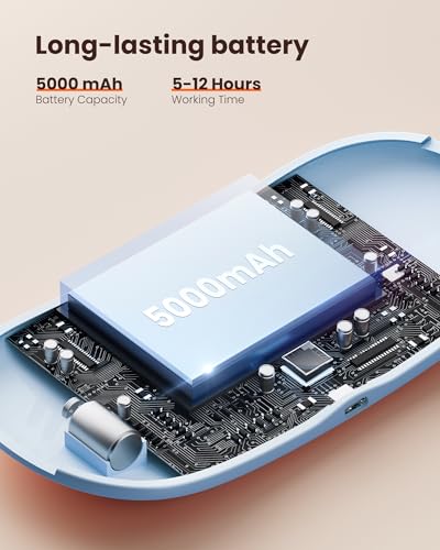 Image of Gaiatop Portable Heating Pad, 5000mAh Cordless Menstrual Heating Pad with 3 Heat Levels and 6 Massage Modes, 5S Fast Heat Pad for Women, Girl, Light Blue