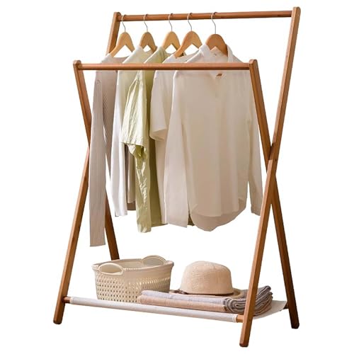 Porte-manteau pliable double pôle en bambou pour optimiser les petits espaces - 2
