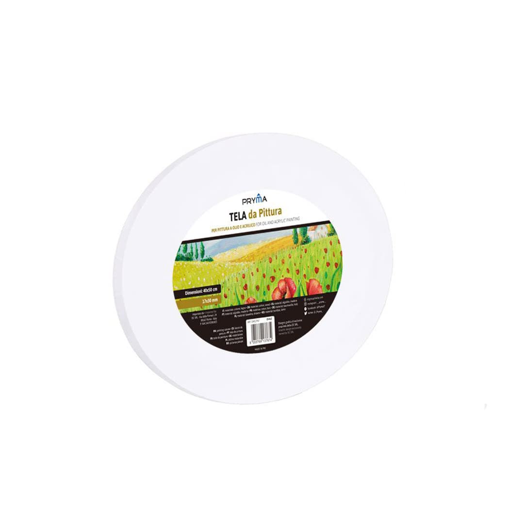 Pryma Tela da Pittura Ovale 40x50 cm Cotone Legno per Acrilico Olio Tecniche Miste