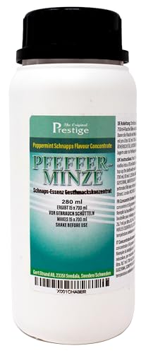 PR Peppermint Schnaps Essenz 280 ml | professionelle Essenz für den Hausgebrauch und die Brennerei | mit handelsüblichem Wodka oder Korn vermischen | 20 ml Essenz ergibt 750 ml Getränk