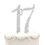 Hatcher lee Bling Crystal Rhinestone 17 Birthday Cake Topper - Best Keepsake | 17th Party Decoration