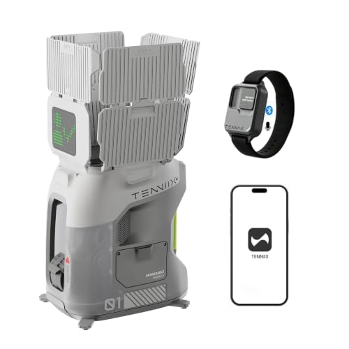 TENNIIX Basic Tennis Ball Machine 18.7LB Portable Tennis Robot 4H Runtime & 100+ Ball Capacity Smart App & Voice Control Multi-Training Mode LED Display 75MPH Ideal for Beginners & Pro Gray