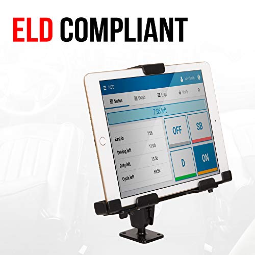 Tackform Metal Locking Tablet Mount For Car, Truck Or Semi [Eld Ready] Heavy Duty Drill Base -Compatible With Ipad, Galaxy And Other Tablets With A 7-10" Screen Size #TOP2
