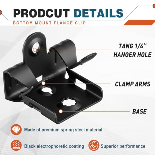 Image of Hicarer 50 Pcs Hammer on Flange Clip Bottom Mount 5 /16-1 /2 Inch Clamp Bulk with Hole Cable Clip for Flanges Spring Steel