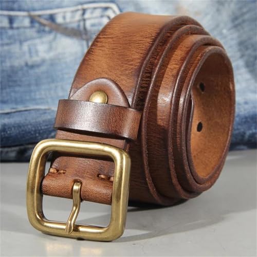 Mnjyihy Men's Black Cowskin Leather Copper Buckle Belts Retro Casual Soft Belt For Jeans2