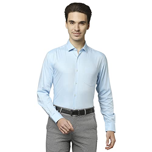 Image of Park Avenue Men's Cotton Blend Checks Pattern Slim Fit Semi Cutaway Collar Full Sleeve Formal Shirt