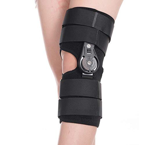 Zyyini Knee Support, Adjustable Hinged Knee Immobilizer Brace, Breathable and Lightweight Straight Knee Splint, Good for Hyperextension and Locking Treatment, Ligament Tears, Osteoarthritis (L)