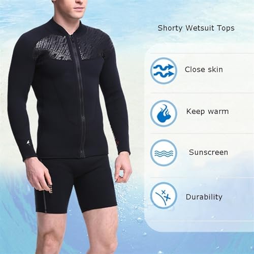3mm Chaqueta de neopreno para hombre para buceo, surf, snorkel y kayak (negro, talla XL) miniatura 4