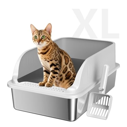 Stainless Steel Cat Litter Box with Lid, XL Metal High Sided Litter Box